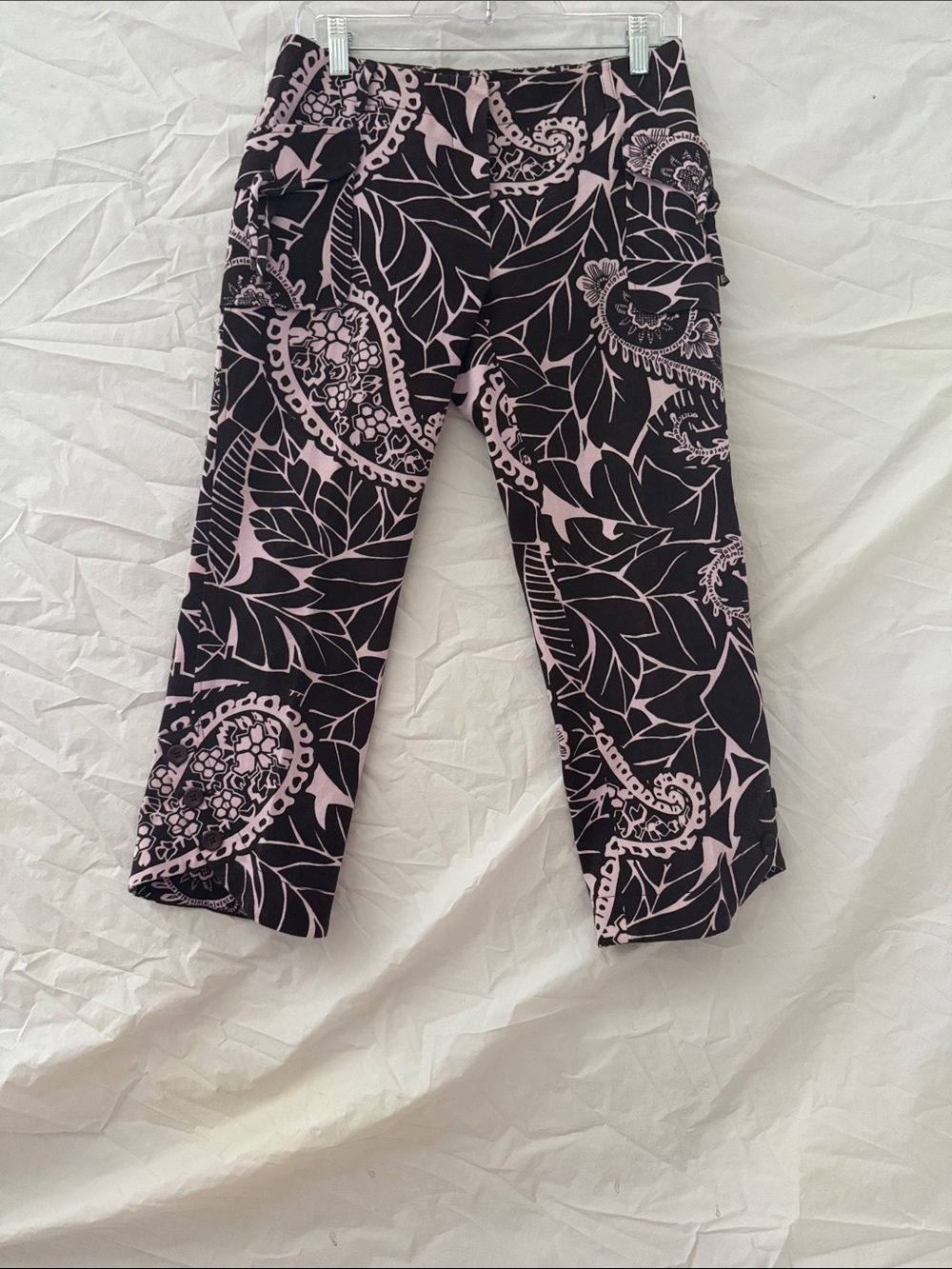 Etcetera Boho Festival Brown & White Paisley Cropped Pants